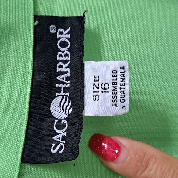 Sag Harbor Green Short Sleeve 1 Button Blazer W/Pockets. Size 16 - Picture 8 of 9